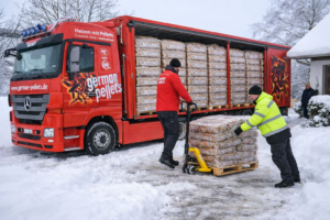 German Pellets LKW-Komplettladung – 24 Paletten (72 Säcke × 15 kg pro Palette / 1080 kg)